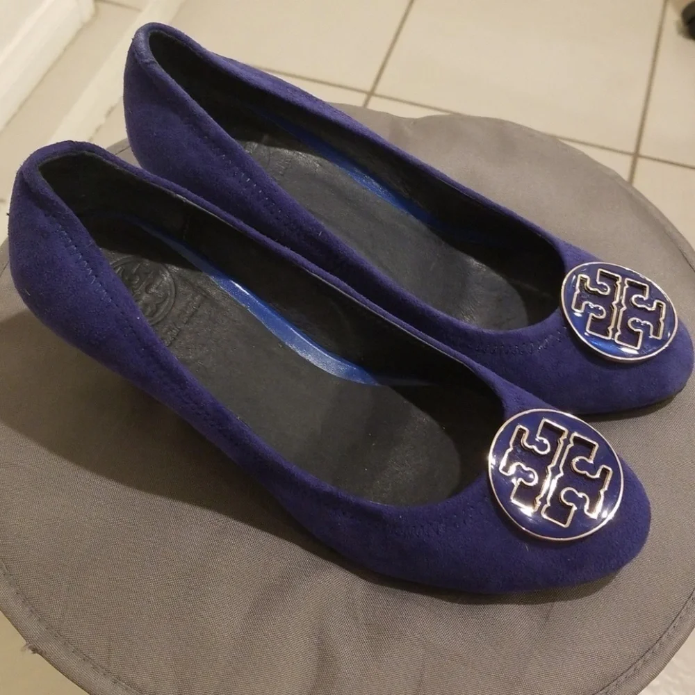 💕TORY BURCH💕 Sophie Wedge Pumps in Blue Suede EU 41